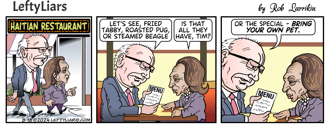 Kamala Harris and Tim Walz cartoon