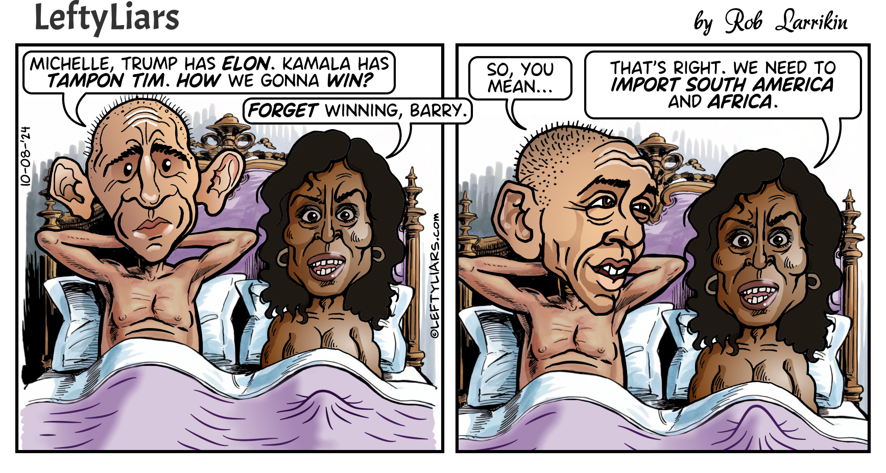 Barack and Michelle Obama cartoon